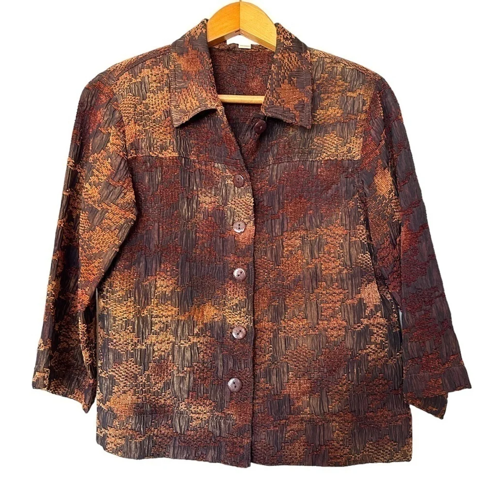 VTG Y2K ERIN LONDON BROWN BUTTON DOWN OPEN CARDIGAN JACKET SIZE‎ S P Grunge